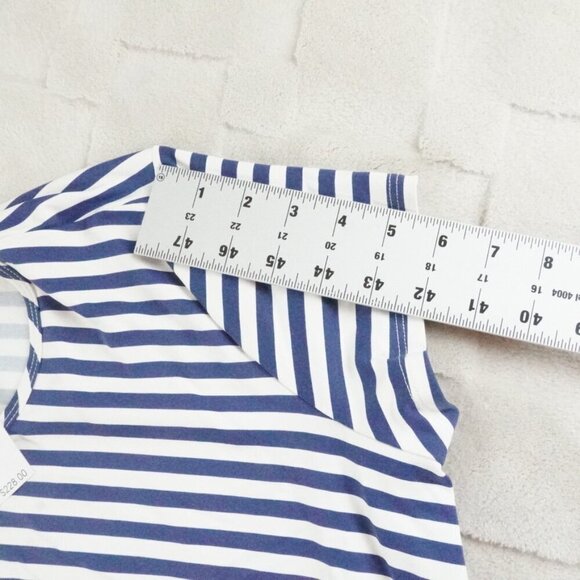 J. McLaughlin Catalina Cloth Faux Wrap Dress Womens Large Striped Blue White - Picture 9 of 11